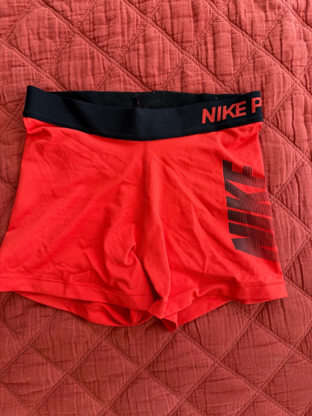 Nike Red Women’s Compression Bike Shorts with Black Waistband